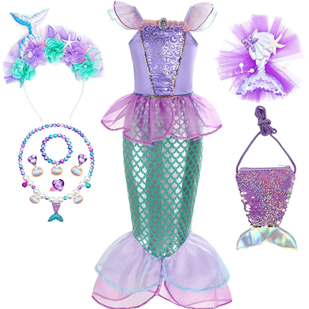 Déguisement Princesse Ariel Enfant Costume Anniversaire – Image 6