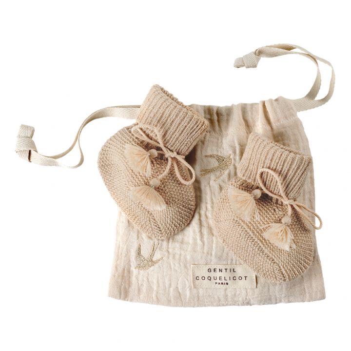 Chaussons bébé beige Gentil Coquelicot Paris
