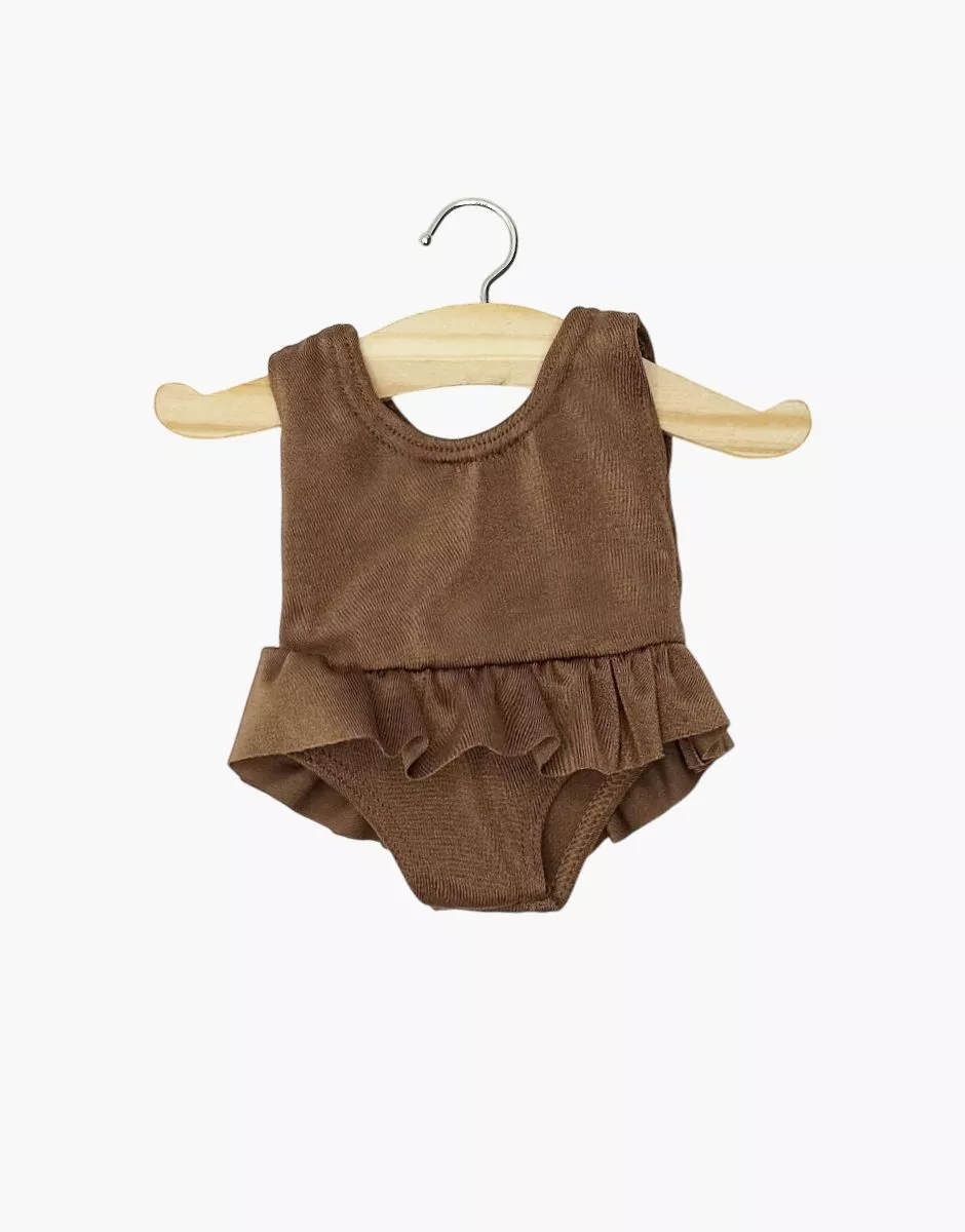 Gordi : Justaucorps à volants Maïa en lycra choco
